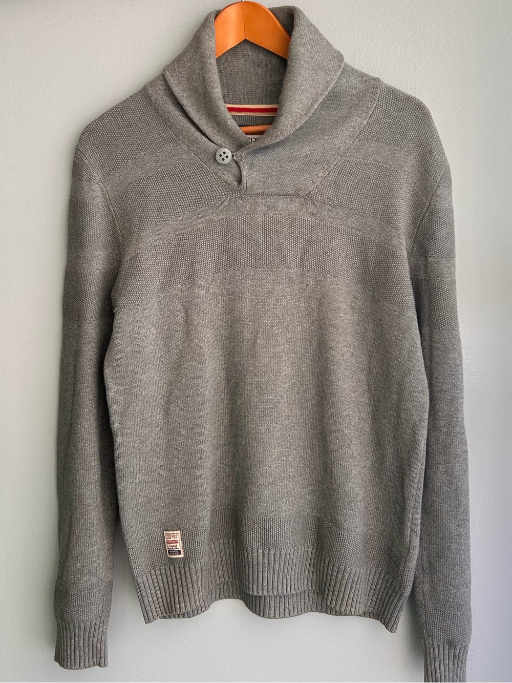 Esprit Men's Gray Turtleneck Button-Detail Sweater